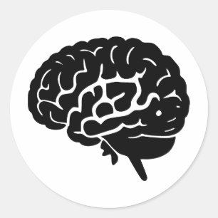 Sticker Rond Art du cerveau élégant dans un style minimaliste