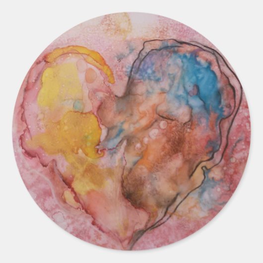 Sticker Rond Art du coeur (Devant)