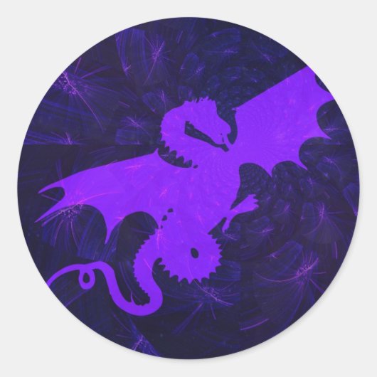 Sticker Rond Art du dragon violet mystique (Devant)