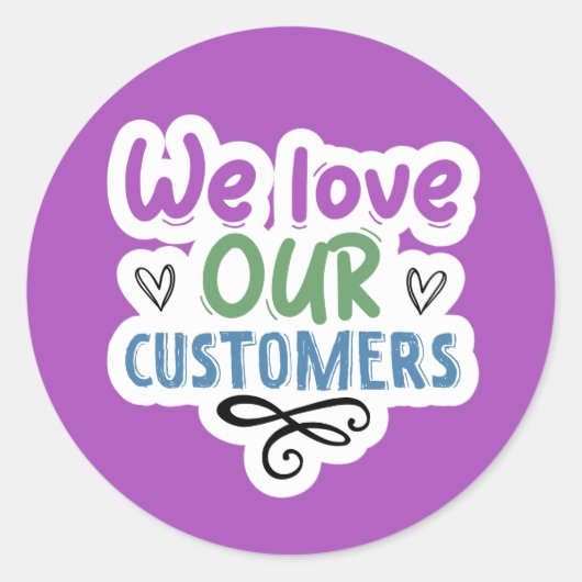 Sticker Rond art du mot d'appréciation du client mignon (Devant)