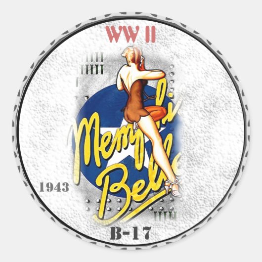 Sticker Rond Art du nez - Bombe WW II-B-17 (Devant)