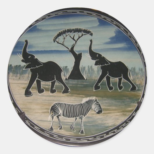 Sticker Rond Art Eléphant Africain (Devant)
