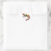 Sticker Rond Art floral de crevettes (Sac)