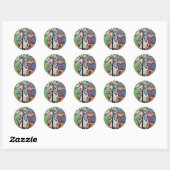 Sticker Rond Art Folk Par Lori Everett OWL (Feuille)