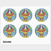 STICKER ROND ART FOLK TURQUIE, COULEURS DE THANKSGIVAL SAISONNI (Feuille)