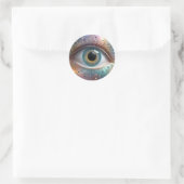 Sticker Rond Art Fractal Blue Eyeball, (Sac)