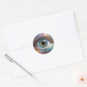 Sticker Rond Art Fractal Blue Eyeball, (Enveloppe)