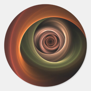 Sticker Rond Art fractal moderne couleurs chaudes abstrait en s