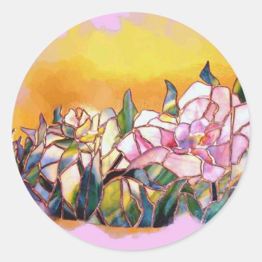 Sticker Rond Art Glass Peony Artistic Modern Seal (Devant)