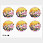 Sticker Rond Art Glass Peony Artistic Modern Seal (Feuille)