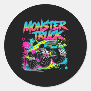 Sticker Rond Art graffiti de camion monstre coloré