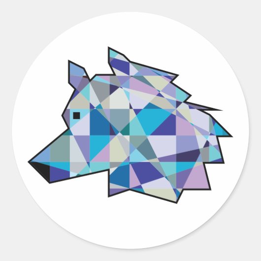 Sticker Rond Art graphique original Wolf Head | Profil du visag (Devant)