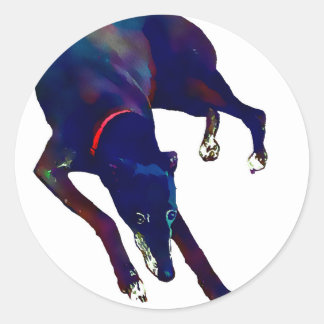 Sticker Rond Art Greyhound