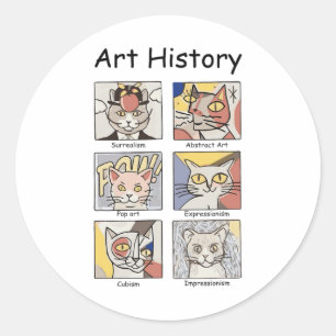 Sticker Rond Art Histoire Drôle Chat Art Lover Peinture Peintre