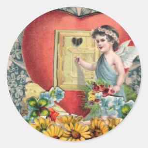 Sticker Rond Art illustré vintage