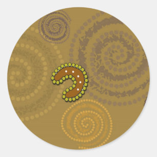 Sticker Rond Art indigène australien - le rassemblement