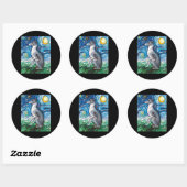 Sticker Rond Art italien Greyhound Starry Night Whippet Chien (Feuille)
