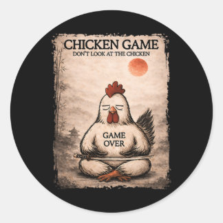 Sticker Rond Art japonais drôle jeu de poulet graphique hommes