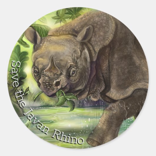 Sticker Rond Art Javan Rhino (Devant)