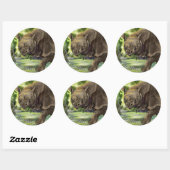 Sticker Rond Art Javan Rhino (Feuille)