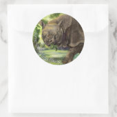 Sticker Rond Art Javan Rhino (Sac)