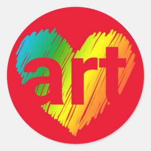 Sticker Rond Art Lover, Big Heart with word Art, Creative Art
