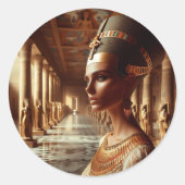 Sticker Rond Art majestueux de la reine égyptienne : Or Pourcen (Devant)