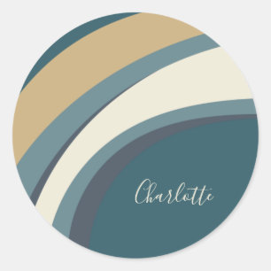 Sticker Rond Art marbre Abstrait élégant en Turquoise Personnal