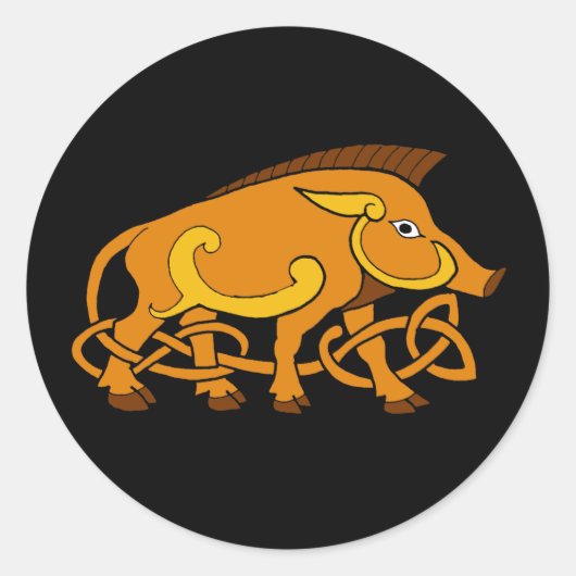 Sticker Rond Art médiéval Celtique Knot Wild Boar (Devant)