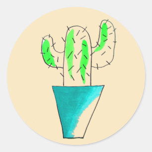 Sticker Rond Art mexicain mignon de plante de cactus
