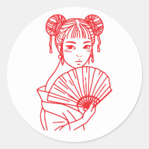 Sticker Rond Art minimaliste de la ligne de ventilateur de la f