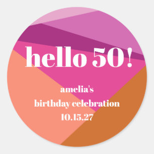 Sticker Rond Art moderne violet en terre cuite Custom 50e anniv