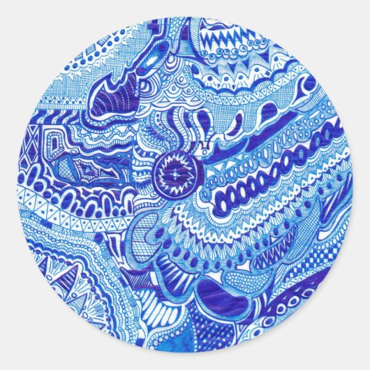 Sticker Rond Art motif de style Royal Blue et White Ming (Devant)