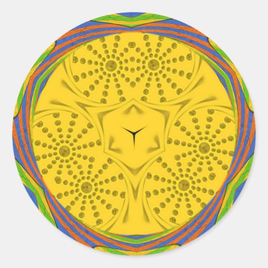 Sticker Rond Art Motif Égyptien Imprimer À damiers Conception C (Devant)