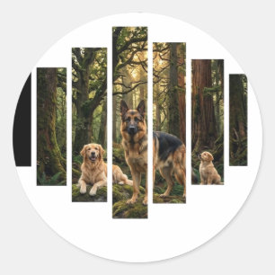 Sticker Rond Art mural de la nature avec Berger Allemand & Retr