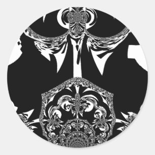 Sticker Rond Art noir et blanc africain