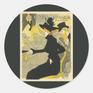 Sticker Rond Art Nouveau, Divan Japonais par Toulouse Lautrec