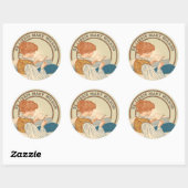 Sticker Rond Art Nouveau Femme & Livre 1900 Ex Libris Modèle (Feuille)