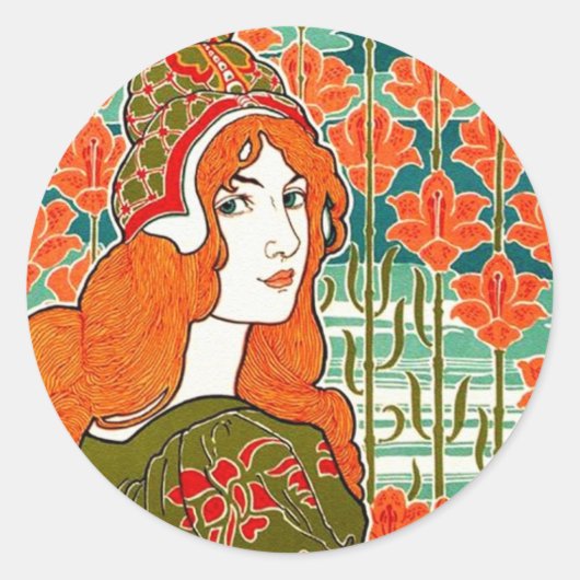 Sticker Rond Art Nouveau ~ Jane par Louis John Rhead (Devant)