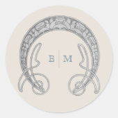 Sticker Rond Art Nouveau Monogram Mucha Initials Mailing (Devant)