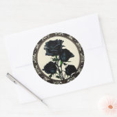 Sticker Rond Art nouveau noir Rose Floral Design (Enveloppe)