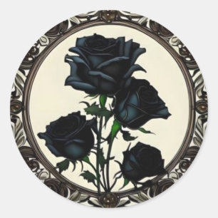 Sticker Rond Art Nouveau Rose noir Rose #1
