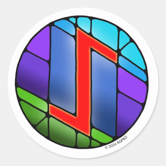 Sticker Rond Art Nouveau Rune Eihwaz - PERSÉVÉRANCE (Devant)