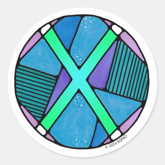 Sticker Rond Art Nouveau Rune Gebo - UNITÉ (Devant)