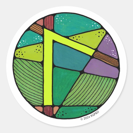 Sticker Rond Art Nouveau Rune Laguz - VIE (Devant)