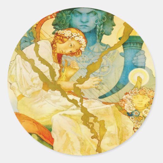 Sticker Rond Art Nouveau Vintage (Devant)