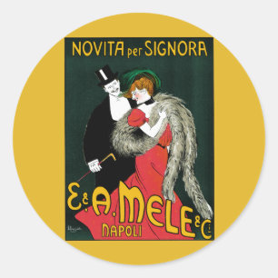 Sticker Rond Art Nouveau vintage, Amour de la mode italienne Ro