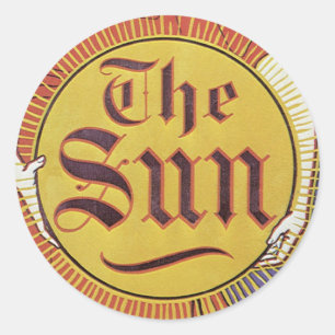Sticker Rond Art Nouveau vintage, Journal Le Soleil de New York