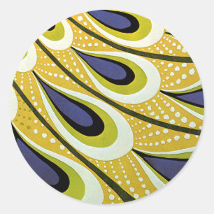Sticker Rond Art Nouveau vintage, plume de paon Macmillan