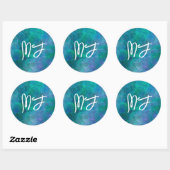 Sticker Rond Art numérique Abstrait Monogrammed Blue Bokeh (Feuille)